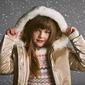 ⭐️🌙NWOT JANIE & JACK GOLD PUFFER FUR COAT⭐️🌙